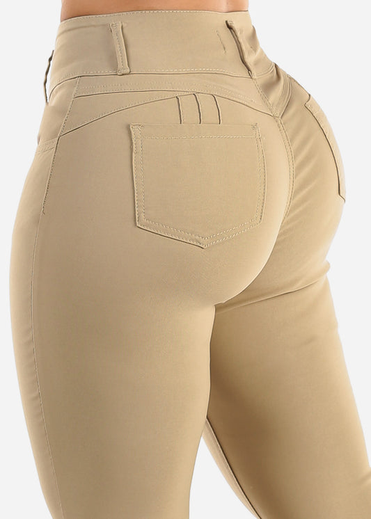 MX JEANS High Waist Butt Lift Levanta Cola Khaki Jeggings