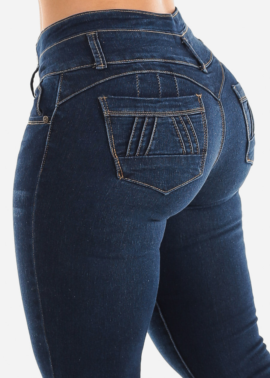 MX JEANS Butt Lifting Mid Rise Dark Wash Bootcut Jeans