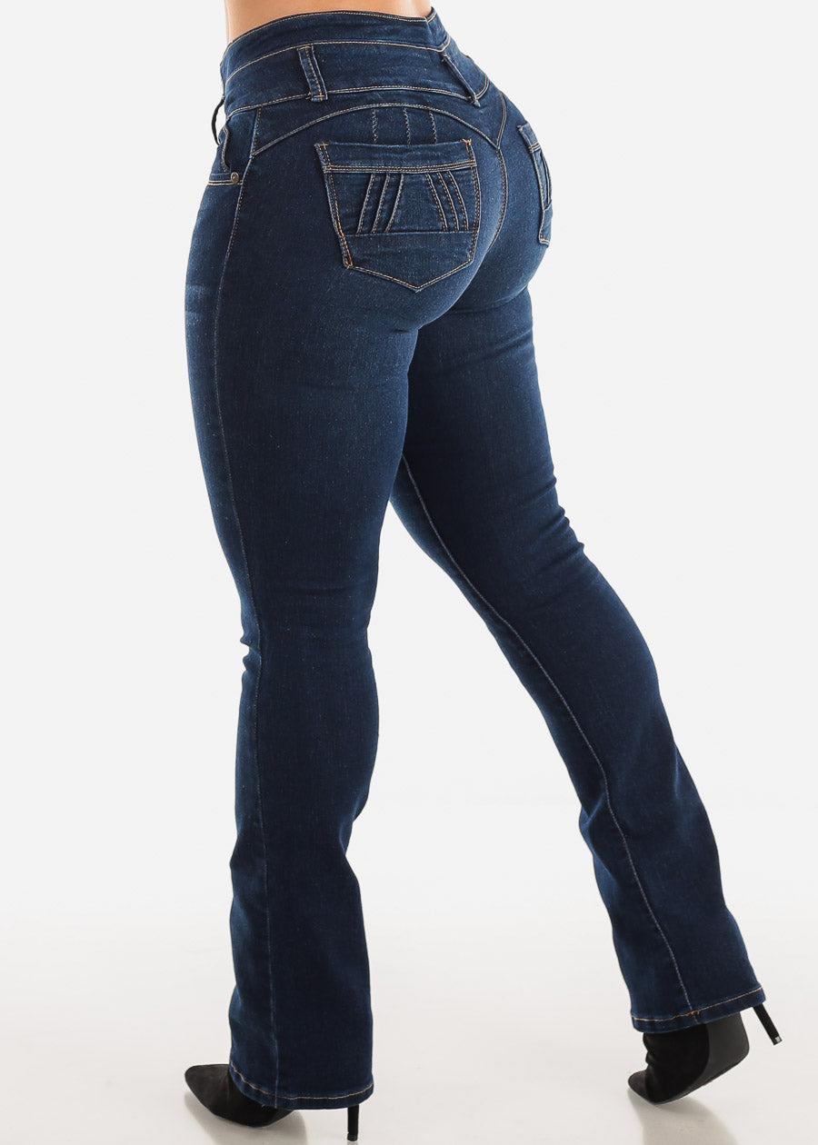 MX JEANS Butt Lifting Mid Rise Dark Wash Bootcut Jeans