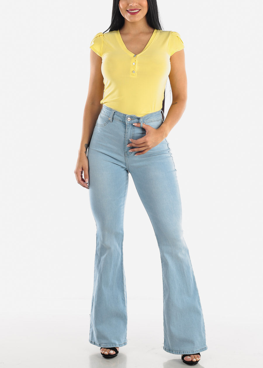 Light Denim High Waist Flare Jeans