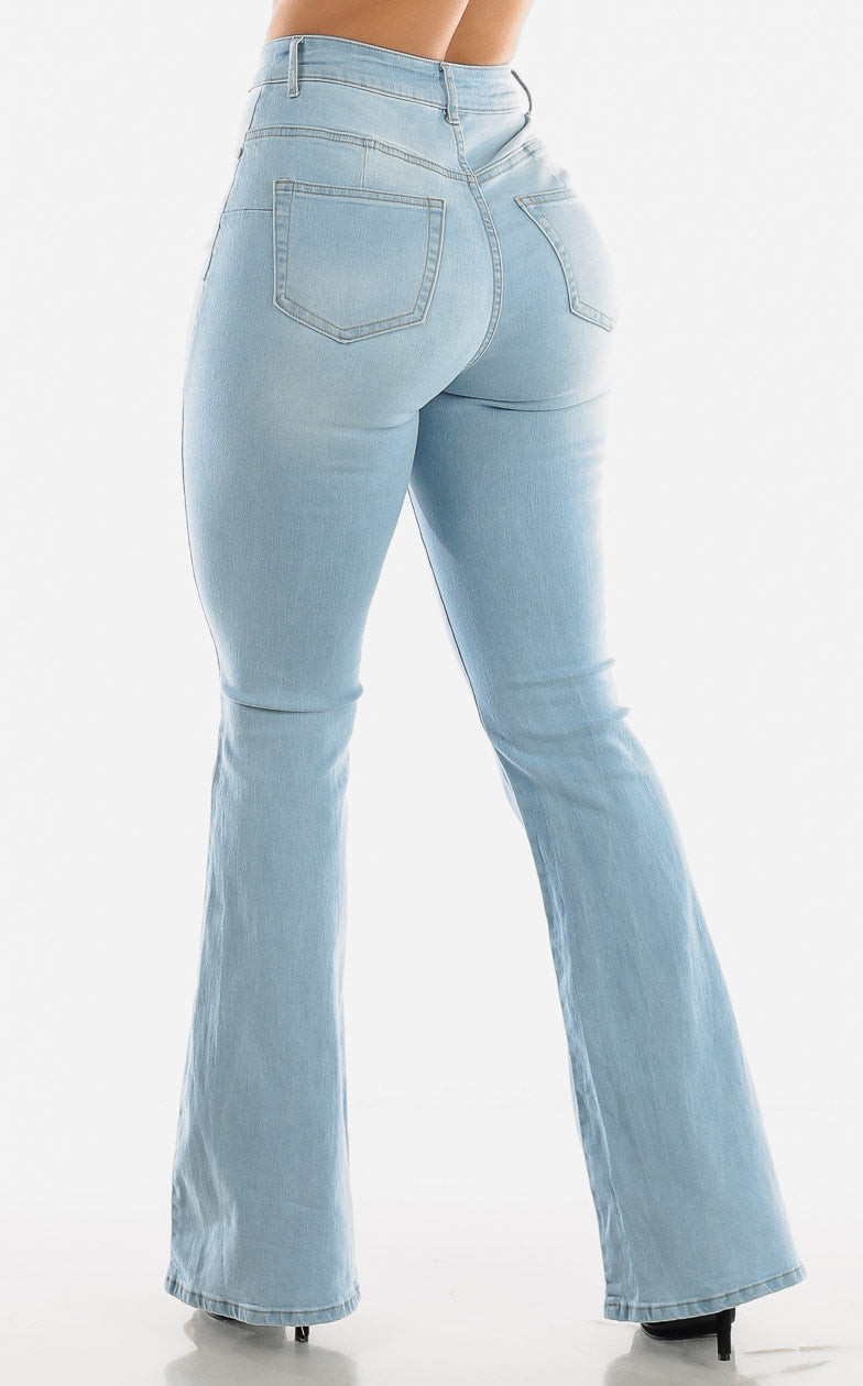 Light Denim High Waist Flare Jeans