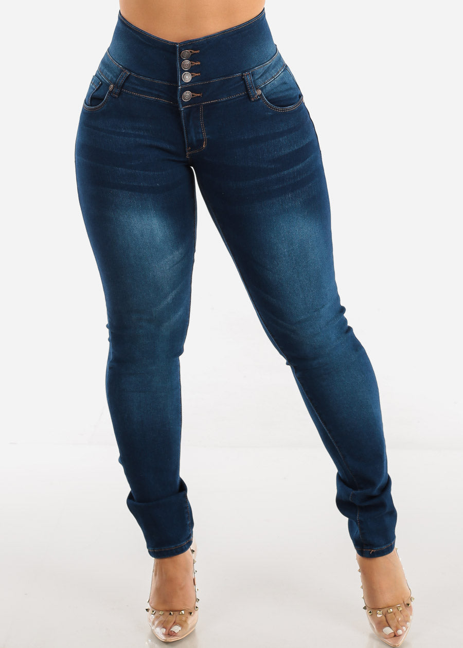 MX JEANS High Waisted Butt Lift Skinny Jeans Dark Wash