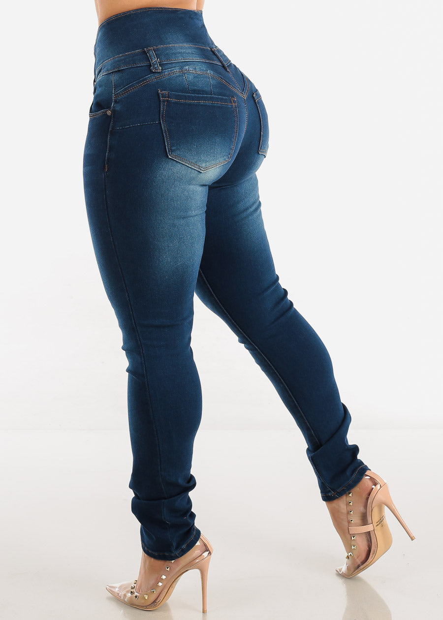 MX JEANS High Waisted Butt Lift Skinny Jeans Dark Wash