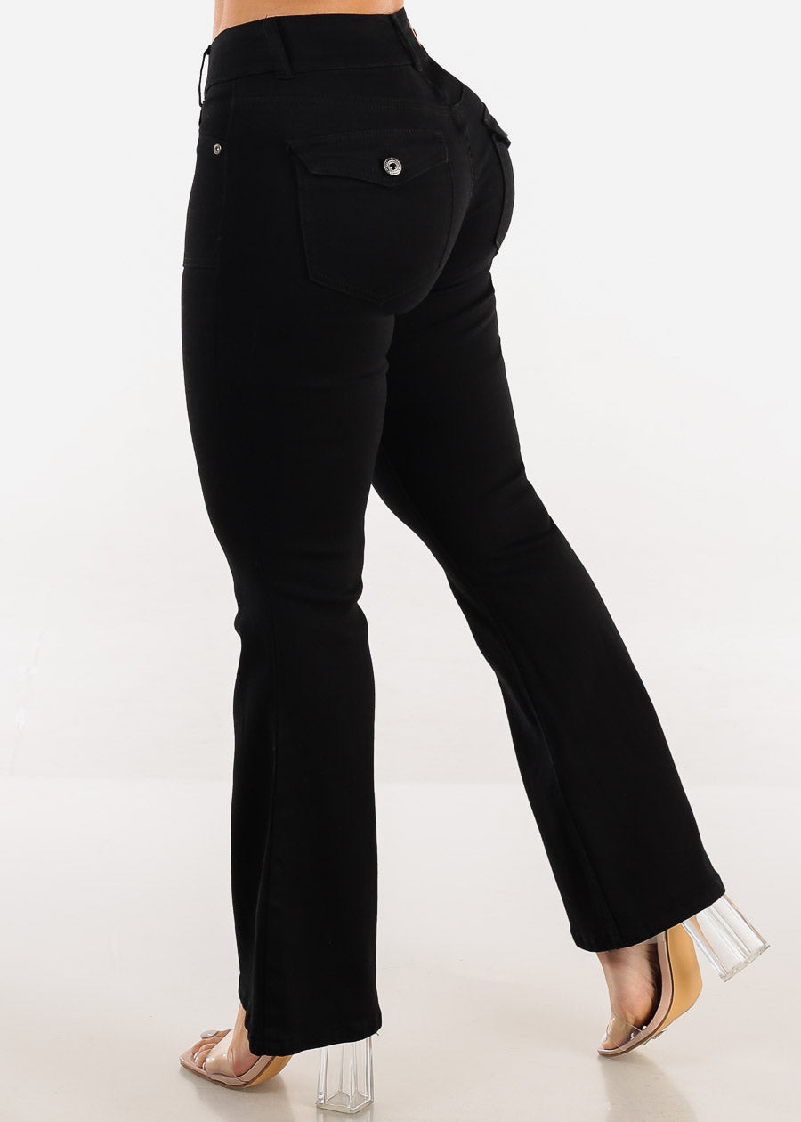 Mid Rise Black Flared Bootcut Jeans