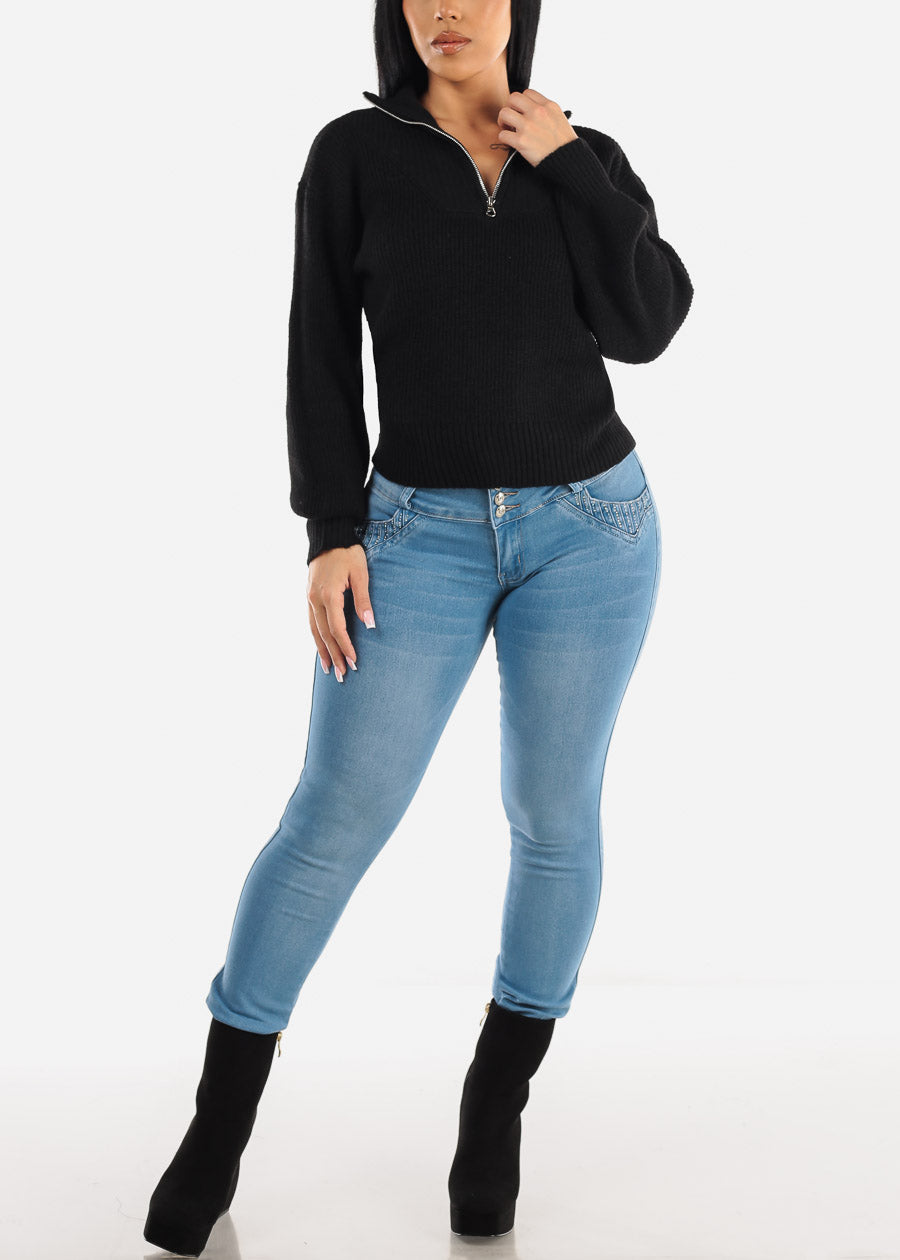 MX JEANS Butt Lifting Mid Rise Light Blue Skinny Jeans