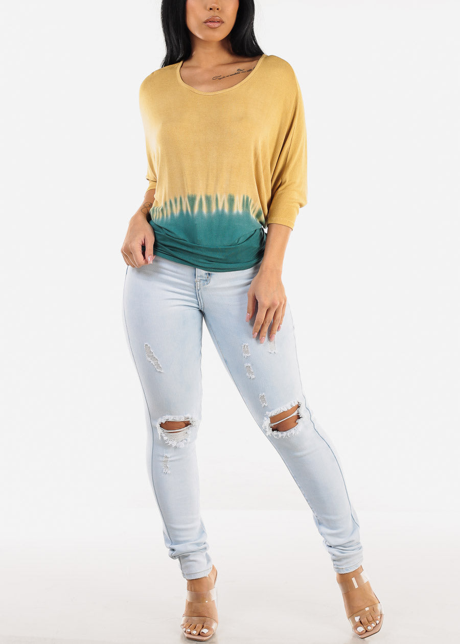 High Waist Distressed Skinny Jeans Acid Wash