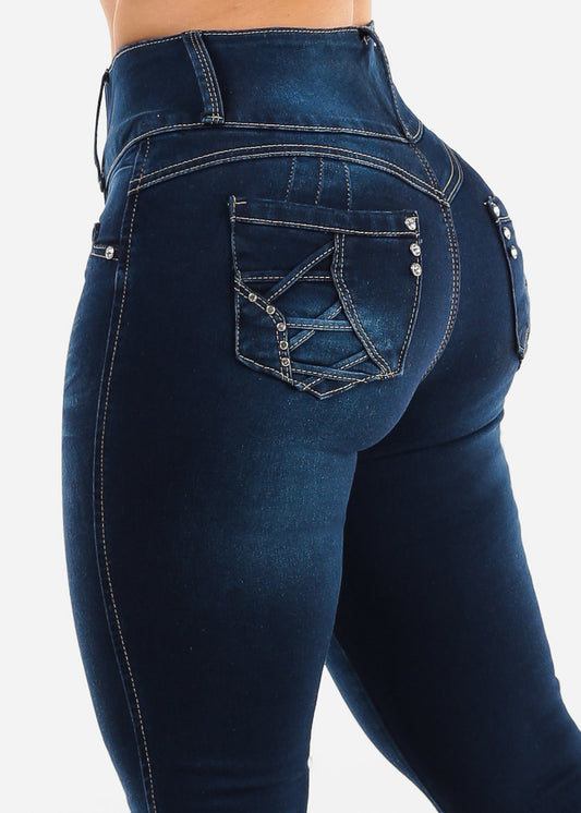 Butt Lift High Waist Dark Skinny Jeans