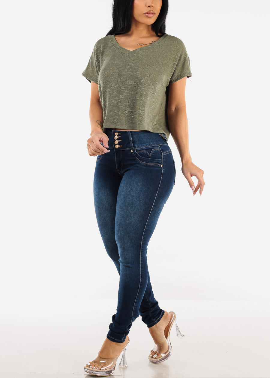 Butt Lift High Waist Dark Skinny Jeans