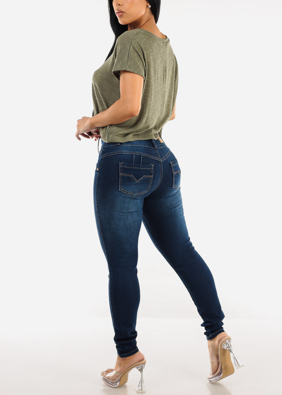 Butt Lift High Waist Dark Skinny Jeans