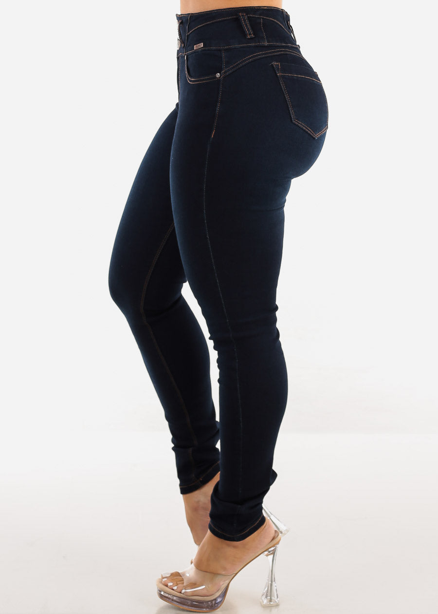 Butt Lift High Waist Skinny Jeans Dark Blue