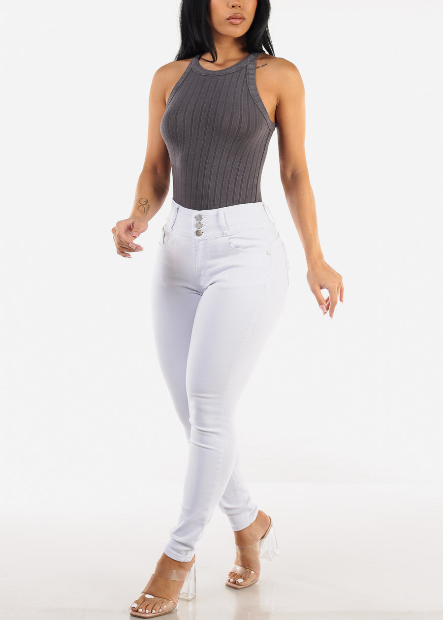 Butt Lift High Waist White Skinny Jeans