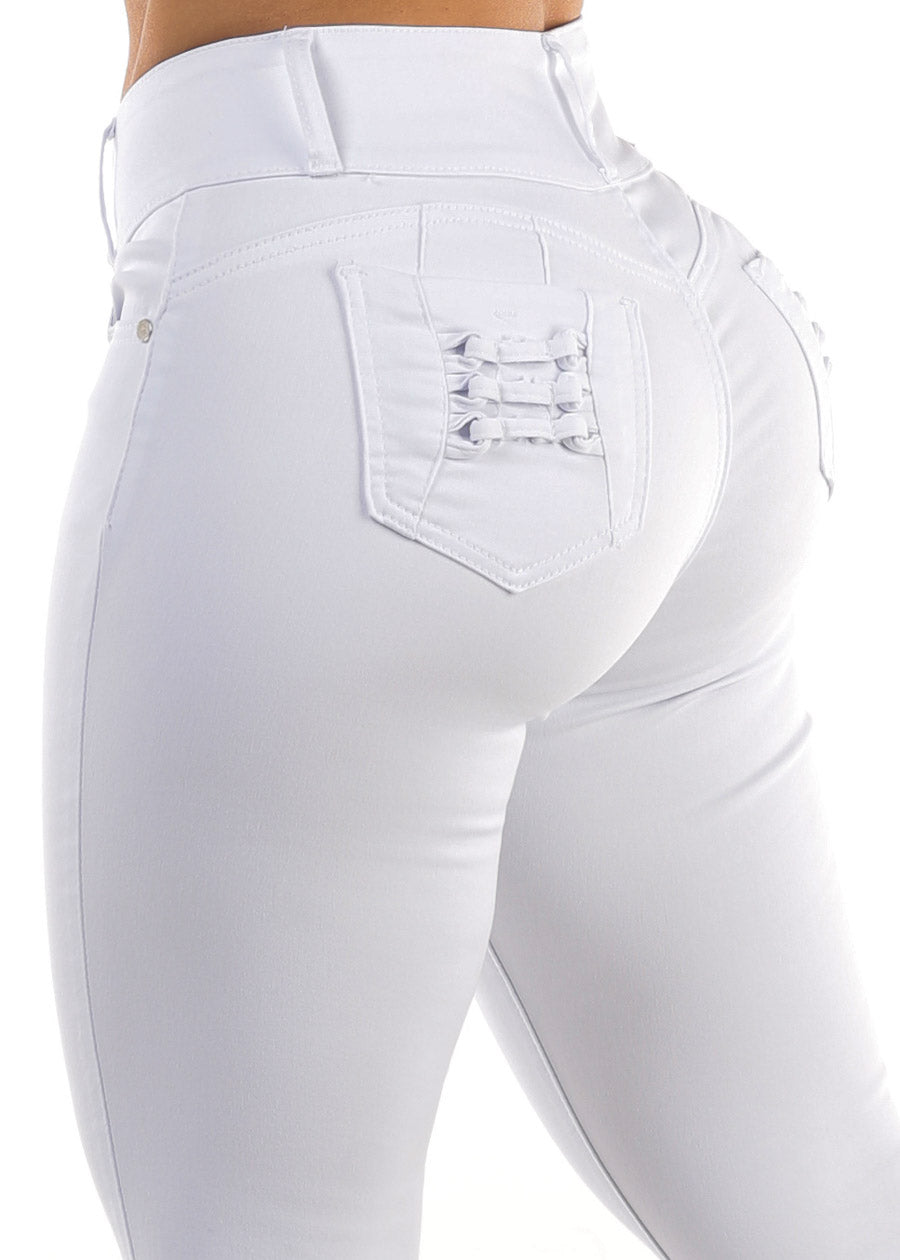 Butt Lift High Waist White Skinny Jeans