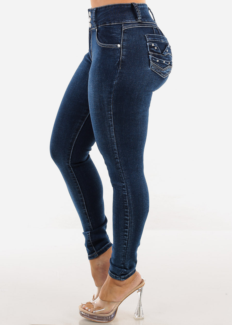 Butt Lift High Waisted Dark Skinny Jeans