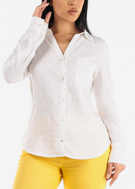 White Linen Button Down Shirt