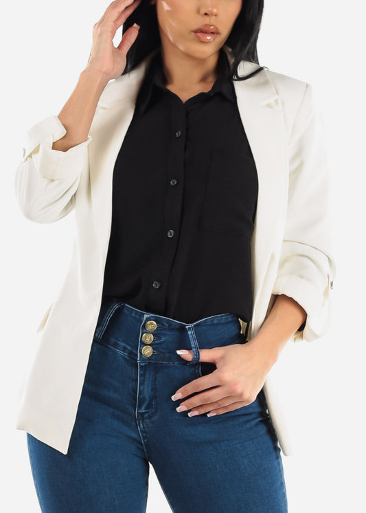 Long Sleeve Relax Fit Blazer Ivory