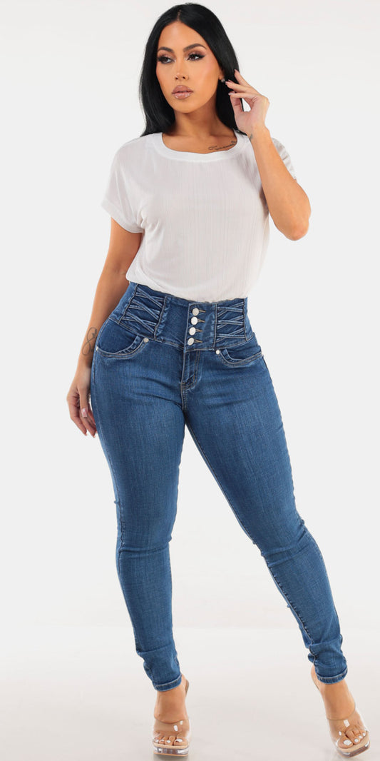 White Butt Lift Denim Combo