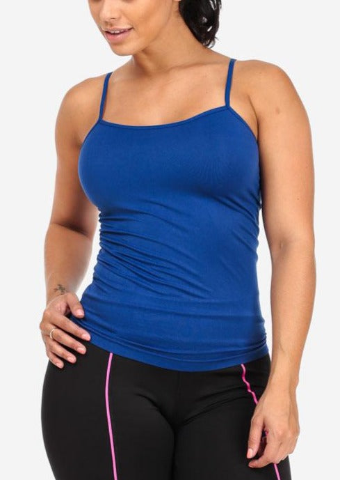 One Size Spaghetti Strap Seamless Top (Royal Blue)